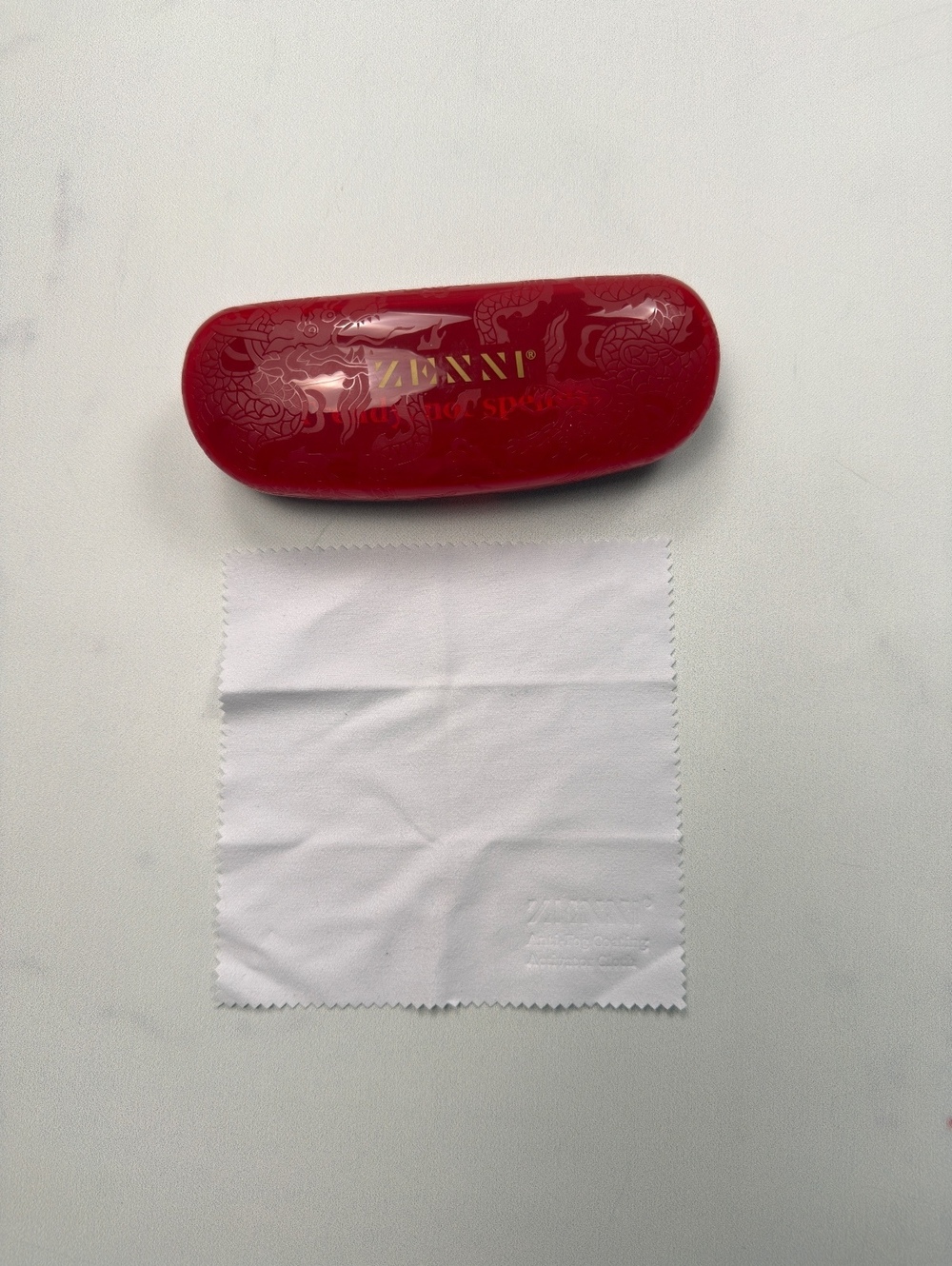 Zenni Eyeglasses Case Red Trendy Protective with Cleaning Cloth